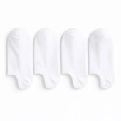 Kadın Pamuklu Görünmez Patik Çorap 4’lü Set – Siyah / Beyaz / Karışık Renk – Kaymaz Silikonlu, Terletmeyen, Konforlu thumbnail 6