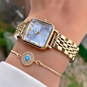 Daniel Klein DK.6.10930.2 Elite Gold Çelik Kordon Kare Model Modern Zarif Minimal Kadın Kol Saati thumbnail 3