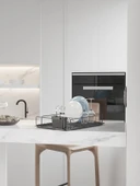 Premium Siyah Tek Katlı Bulaşıklık, Dayanıklı Paslanmaz Termoplastik Kaplama Tepsili, Kaşıklıklı thumbnail 4