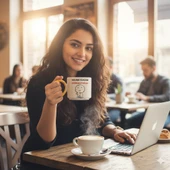 Sarı Halka Kulp Mizah Kupa thumbnail 1