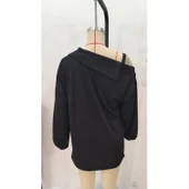 Lucky Life Kadın Tek Omuzdan Açık Askılı Uzun Kollu Yakalı önden Düğmeli Gömlek thumbnail 7