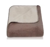 Çift Kişilik Düz Pamuklu Battaniye çift taraflı 200 + 220 kahverengi thumbnail 4