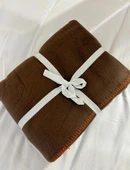 Çift Kişilik Düz Pamuklu Battaniye çift taraflı 200 + 220 kahverengi thumbnail 2