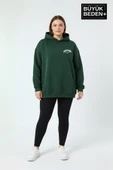 Kadın Büyük Beden New York Baskılı Kapüşonlu Sweatshirt SPR26BSWK962 thumbnail 2