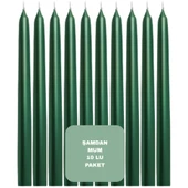 Yeşil Renkli Şamdan Mum 10 Lu Paket 25 cm thumbnail 1