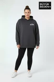 Kadın Büyük Beden New York Baskılı Kapüşonlu Sweatshirt SPR26BSWK962 thumbnail 7