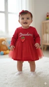 KIZ BEBEK YILBAŞI NOEL TEMALI ÇİLEK ELBİSE thumbnail 2