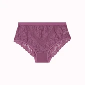 Büyük Beden Dantelli Tül Detaylı Lastikli Yüksek Bel Kadın Külot thumbnail 3