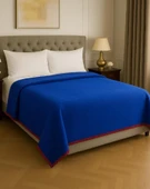 Çift Kişilik Düz Pamuklu Battaniye çift taraflı 200 + 220 lacivert-mavi thumbnail 3