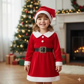 KIZ ÇOCUK YILBAŞI NOEL TEMALI NOEL BABA ELBİSESİ thumbnail 2