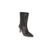 YAZKIŞ Kadın Siyah Taşlı Sivri Burun 22cm Bilek Boyu 9cm İnce Topuk Arkadan Fermuarlı fashıon Bot thumbnail 1