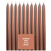 Rose Gold Renkli Şamdan Mum 10 Lu Paket 25 cm thumbnail 1