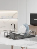 Premium Siyah Tek Katlı Bulaşıklık, Dayanıklı Paslanmaz Termoplastik Kaplama Tepsili, Kaşıklıklı thumbnail 1