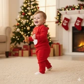 BEBEK YILBAŞI NOEL TEMALI KARDAN ADAM BASKILI EŞOFMAN TAKIMI thumbnail 3