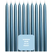 Mavi Renkli Şamdan Mum 10 Lu Paket 25 cm thumbnail 1