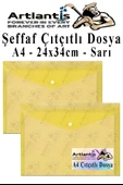 Sarı A4 Çıtçıtlı Dosya Şeffaf Renkli Zarf Dosya 2 Adet Çıt Çıtlı Dosya Su Geçirmez 100 Yaprak Kapasite thumbnail 1