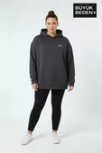 Kadın Büyük Beden AR Baskılı Kapüşonlu Sweatshirt SPR26BSWK963 thumbnail 8