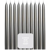 Gümüş Renkli Şamdan Mum 10 Lu Paket 25 cm thumbnail 1