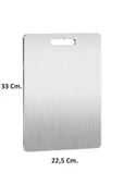 Paslanmaz Krom Metal Çelik Et Balık Sebze Kesme Panosu Tahtası - 22,5 x 33 Cm. - thumbnail 3