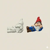 Dekoratif Alçı Boy2'li Alçı Cüce Boyama Seti - Fırça ve 5 Renk Boya Dahil Kendin Yap Hobi Kiti (2 Adet) thumbnail 3