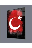 Türk Bayrağı Dikey Cam Tablo Hediyelik Büyük Tablo Ev Ofis Dekoru thumbnail 1