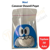 50 Adet Mavi Canavar Desenli Cake Pop & Kurabiye Poşeti-10x15 cm thumbnail 1