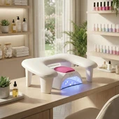 Oval U Tipi Ergonomik Manikür Sehpası Beyaz Manikür Kol Desteği U1W thumbnail 1