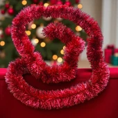 2 METRE METALİK KIRMIZI YILBAŞI BOYUN SİMİ KIRMIZI YUMUŞAK BOYUN GARLANDI DEKOR KIRMIZI SÜSLEME SİMİ thumbnail 1