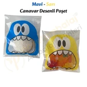 30 Adet Mavi-Sarı Renkli Canavar Desenli Cake Pop & Kurabiye Poşeti-10x15 cm thumbnail 2