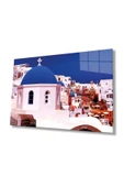 Mavi Beyaz Cam Tablo 4mm Dayanıklı Temperli Cam, Blue White Glass Wall Decor thumbnail 1