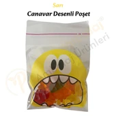 50 Adet Sarı Canavar Desenli Cake Pop & Kurabiye Poşeti-10x15 cm thumbnail 4