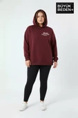 Kadın Büyük Beden Rahat Kalıp Hoodie -Unified Baskılı Kapüşonlu Sweatshirt SPR26BSWK968 thumbnail 3