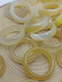 Akik Taşı Yüzük – Sisli Açık Zeytin Alacalı –  6mm Kalınlık  (59948) thumbnail 2