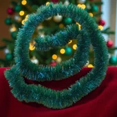 2 METRE MAT KOYU YEŞİL YILBAŞI BOYUN SİMİ KOYU YEŞİL YUMUŞAK BOYUN GARLANDI KOYU YEŞİL SÜSLEME SİMİ thumbnail 1