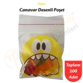 100 Adet Sarı Canavar Desenli Cake Pop & Kurabiye Poşeti-10x15 cm thumbnail 1