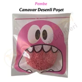 500 Adet Pembe Canavar Desenli Cake Pop & Kurabiye Poşeti-10x15 cm thumbnail 4