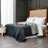 Çift Kişilik Düz Pamuklu Battaniye çift taraflı 200 + 220 füme-gri thumbnail 2