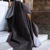 Çift Kişilik Düz Pamuklu Battaniye çift taraflı 200 + 220 füme-gri thumbnail 1