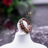 DMT COPPER HOME El Yapımı Antik Bakır Örgülü Yüzük, Ayarlanabilir, Rustik Tasarım, Gaziantep El İşçiliği, Lüks Hediye Kutusu ile thumbnail 2