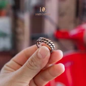 DMT COPPER HOME El Yapımı Antik Bakır Örgülü Yüzük, Ayarlanabilir, Rustik Tasarım, Gaziantep El İşçiliği, Lüks Hediye Kutusu ile thumbnail 3