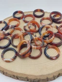 Akik Taşı Yüzük – Kahve Siyah Beyaz Alacalı – Faset Kesim – 6mm Kalınlık  (59920) thumbnail 1