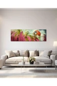 Çiçek ve Uğurböceği Panoramik Cam Tablo Hediyelik Büyük Tablo Ev Ofis Dekoru thumbnail 2