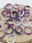 Akik Taşı Yüzük – Mor Beyaz Alacalı –  6mm Kalınlık  (59954) thumbnail 1