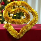 2 METRE PARLAK METALİK ALTIN YILBAŞI BOYUN SİMİ ALTIN YUMUŞAK BOYUN GARLANDI DEKOR ALTIN SÜSLEMESİMİ thumbnail 1