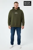 Erkek Büyük Beden  California 1974 Baskılı Kapüşonlu Sweatshirt -Rahat Kalıp SPR26BSW965 thumbnail 1