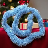 2 METRE PARLAK METALİK GÜMÜŞ YILBAŞI BOYUN SİMİ GÜMÜŞ YUMUŞAK BOYUN GARLANDI DEKOR GÜMÜŞ SÜSLEMESİMİ thumbnail 1