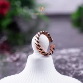 DMT COPPER HOME El Yapımı Örgülü Bakır Yüzük, Antik Rustik Tasarım, Ayarlanabilir, Kırmızı Hediye Kutusu ile, Gaziantep El Sanatları thumbnail 1