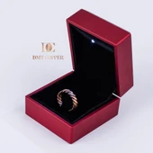 DMT COPPER HOME El Yapımı Örgülü Bakır Yüzük, Antik Rustik Tasarım, Ayarlanabilir, Kırmızı Hediye Kutusu ile, Gaziantep El Sanatları thumbnail 2