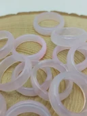 Akik Taşı Yüzük – Sisli Açık Pembe Alacalı – Faset Kesim – 6mm Kalınlık  (59916) thumbnail 2