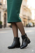 Fort 1095 Rahat Esnek Toka Detaylı Sıcak Astar 4 Cm yüksek Topuk Kadın Bot thumbnail 3